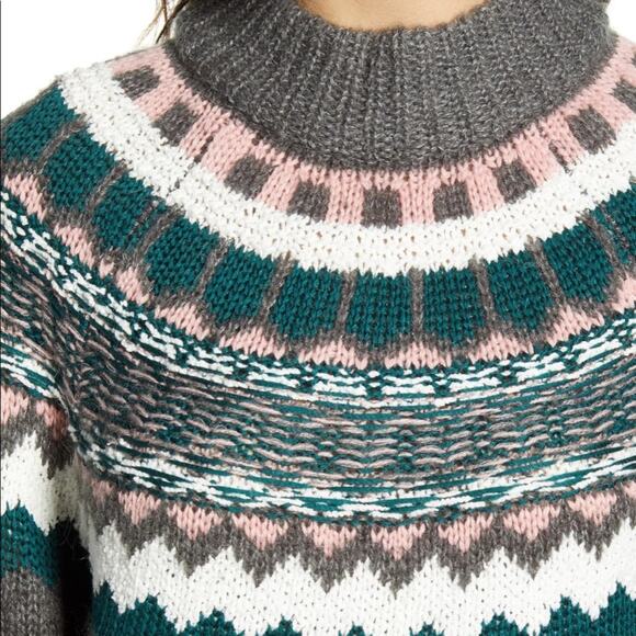 Caslon Gray Chunky Knit Jacquard Sweater Size Small NWT - Picture 5 of 8